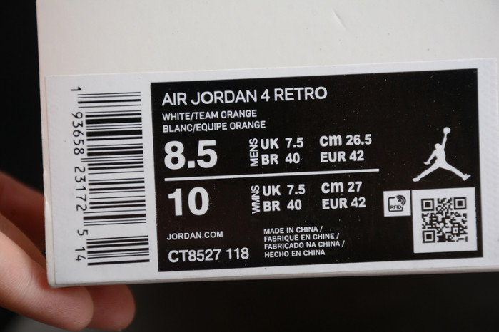 air jordan 4 “team orange” ct8527-118