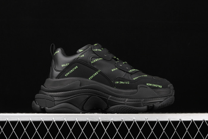 bl triple s black trainers green letters h903p80817