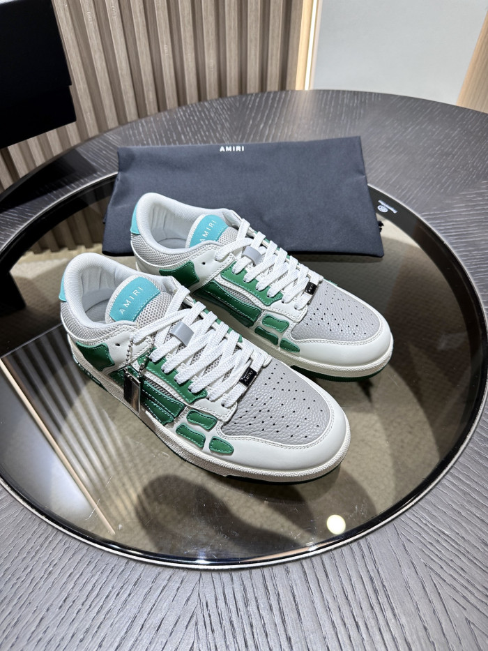 amiri skeleton low-skel top sneakers white green mfs003-114