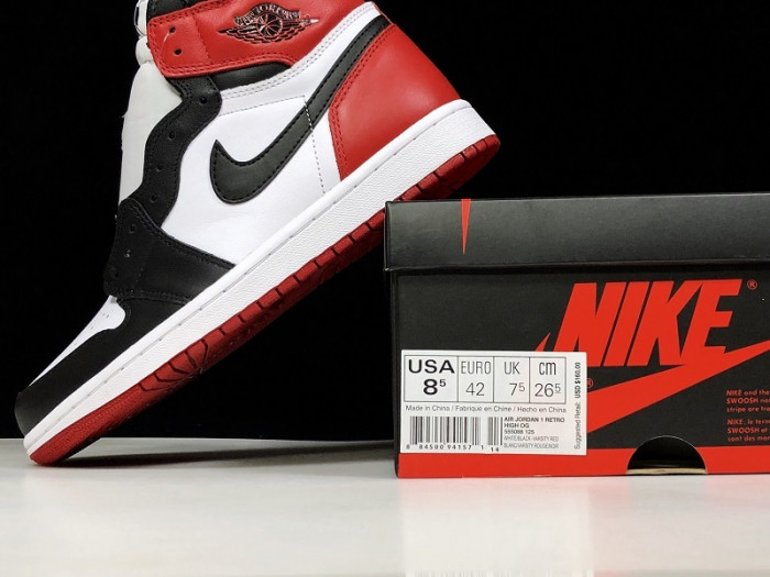 air jordan 1 high og “black toe” white/ black-varsity red mens 555088-125