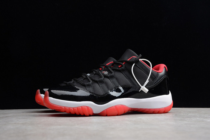 air jordan 11 retro low "bred" black/ red mens 528895-012