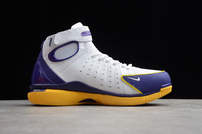 air zoom huarache 2k4 kobe lakers white/purple-yellow 308475-008