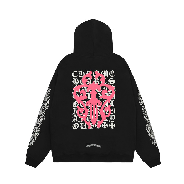 Ch*0me He**ts horseshoe floral zip up hoodie ke815