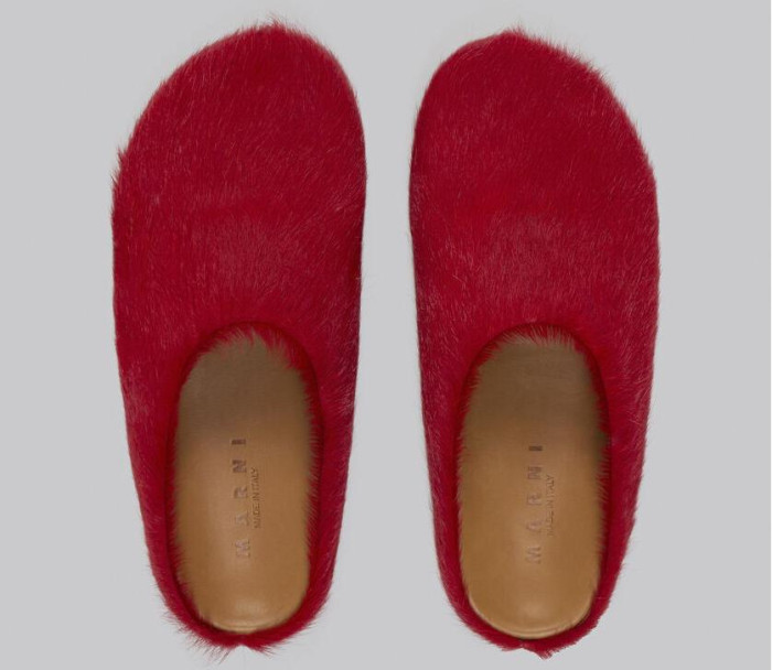 MARNI FUCHSIA LONG HAIR-FUSSBET SABOT SLIPPERS 2412205